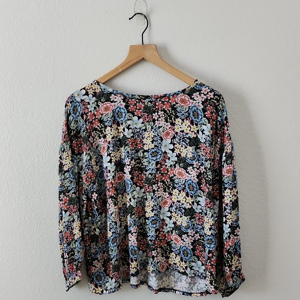 LOFT Floral Women's Large Flowy Long Sleeve Casual Career Blouse